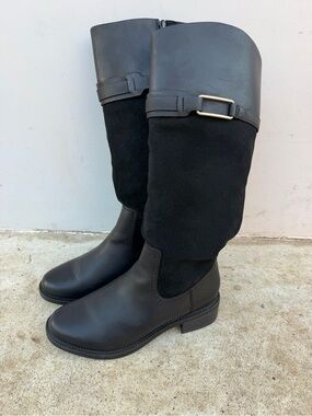 Clarks Maye Carly Black Knee High Riding Boots Womens Size 9